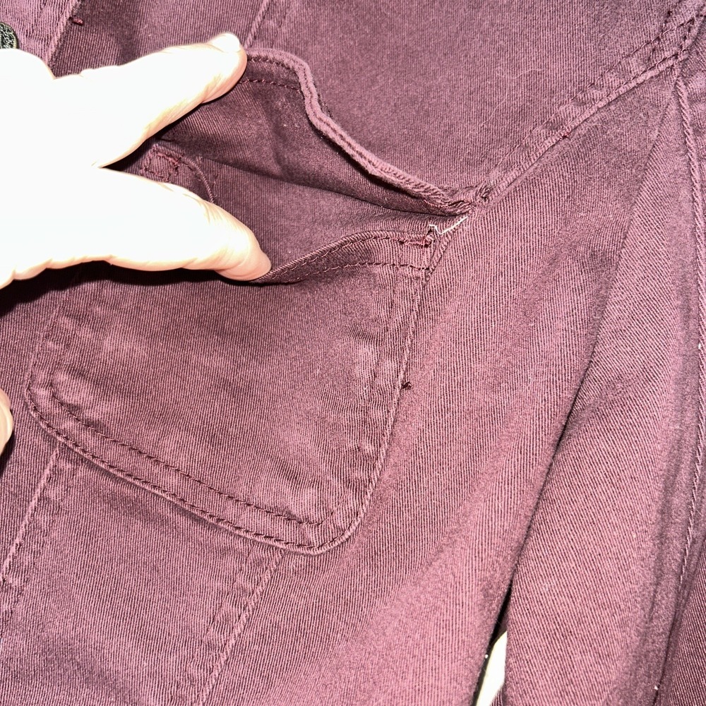 Live A Little LAL Woman's Utility Jacket Medium Petite Button Cotton Wine Color - Picture 15 of 15